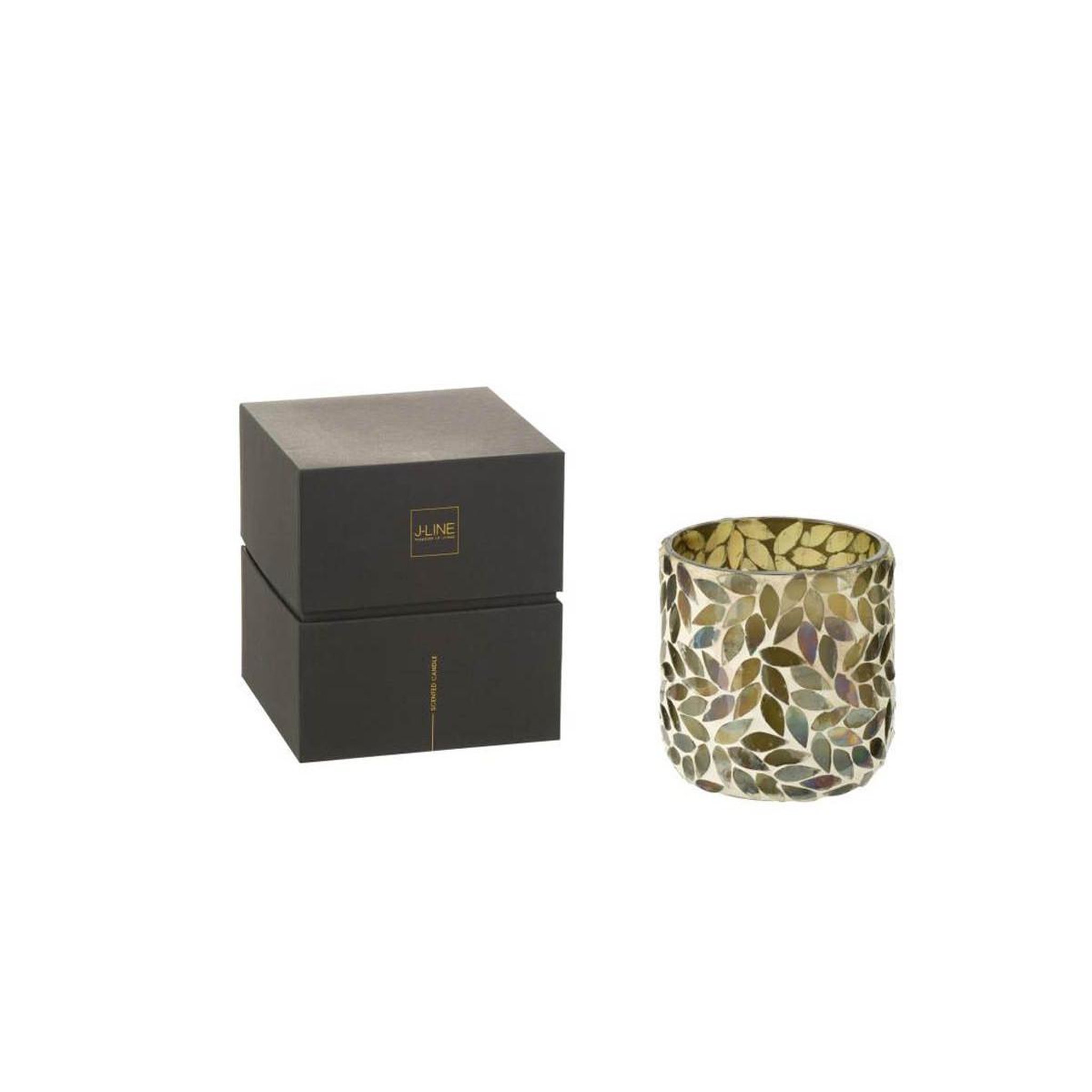Voir la diapositive 2 : J-LINE Bougie Parfumée Mosaïque  Cyra  10cm Tea & Herbscire
