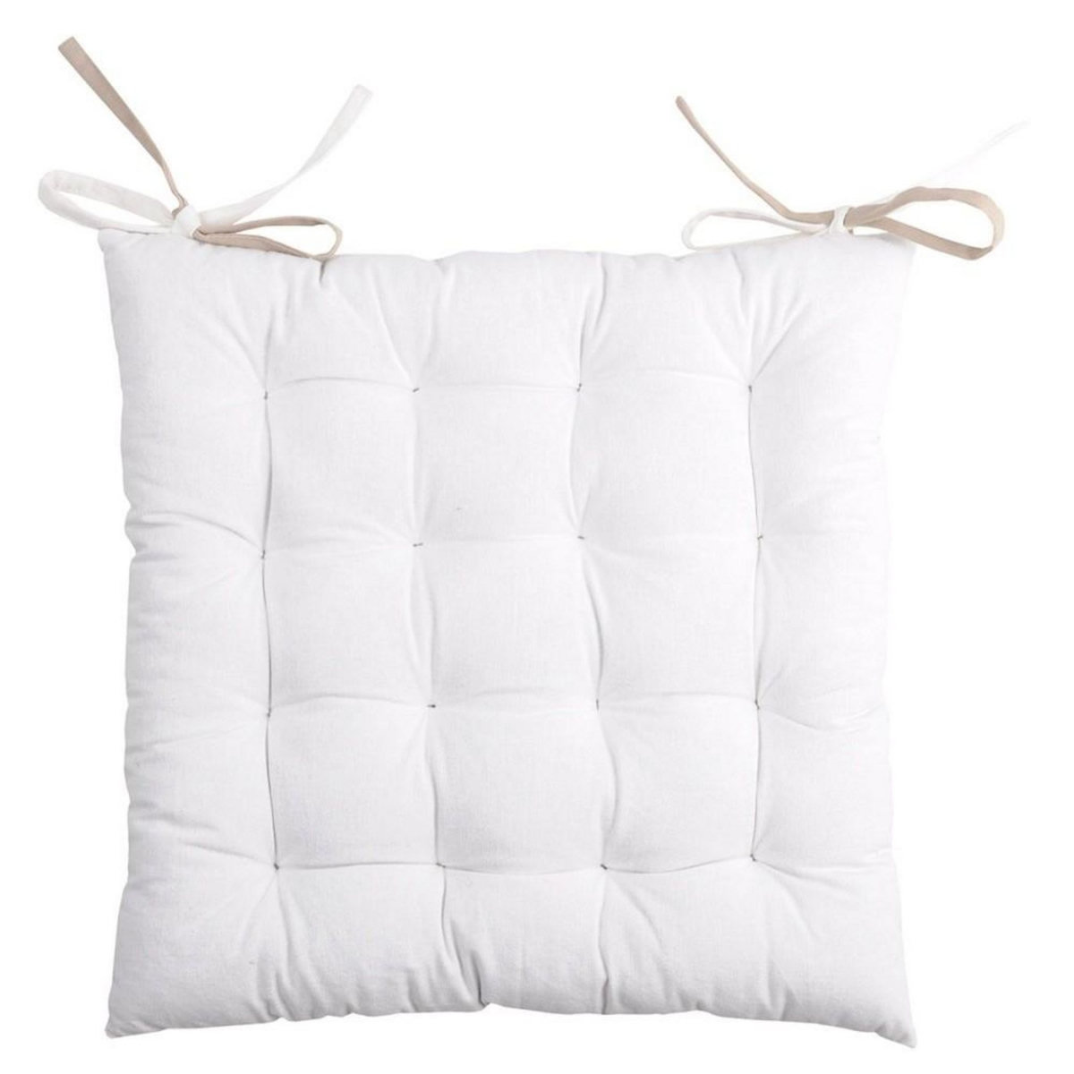 Lovely Casa Lot de 4 galettes de chaise 16 points 40x40 Duo écru lin coton