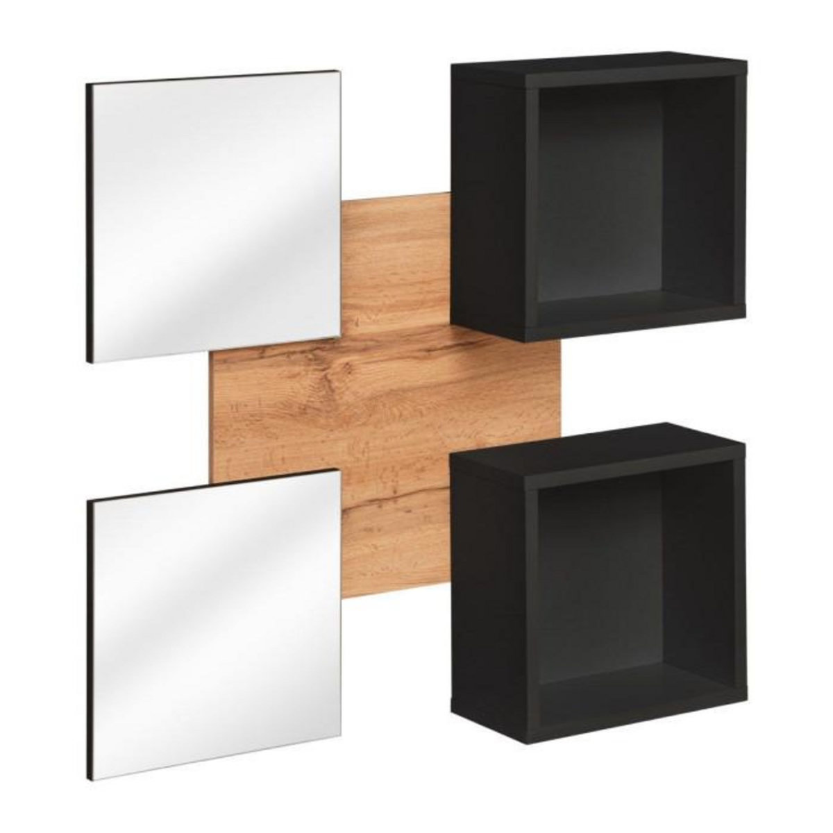 Paris Prix Panneau Mural, 2 Étagères & 2 Miroirs  Easy  100cm Noir