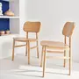 SWEEEK Lot de 2 chaises en bois d'hévéa. forme courbée. finition brossée