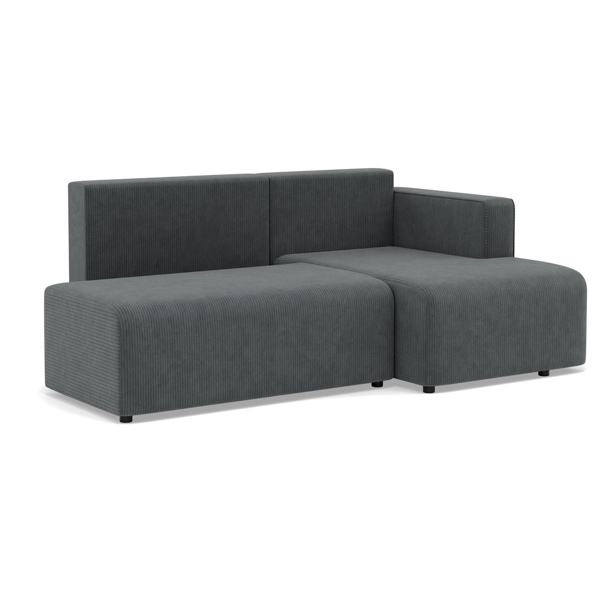 BEST MOBILIER Topaze - canapé d'angle droit 4 places convertible avec coffre en velours côtelé