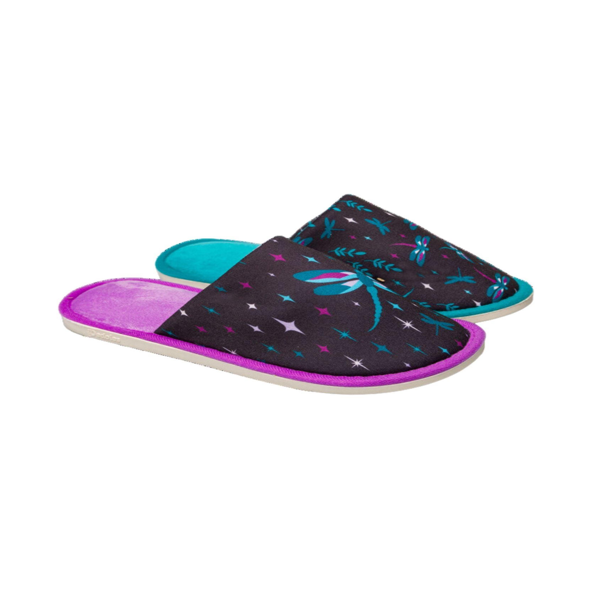 DEDOLES Pantoufles libellules dans la nuit. Coloris disponibles : Multicolore
