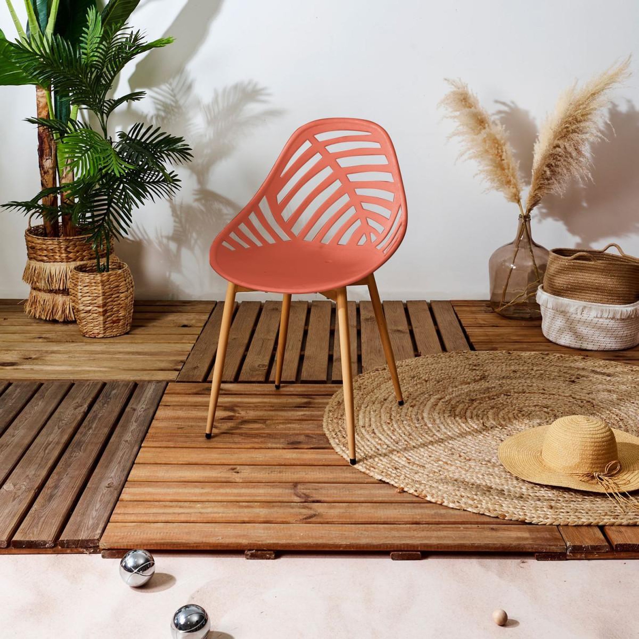 Voir la diapositive 3 : The Home Deco Factory Lot de 4 chaises de jardin  alameda  83cm terracotta