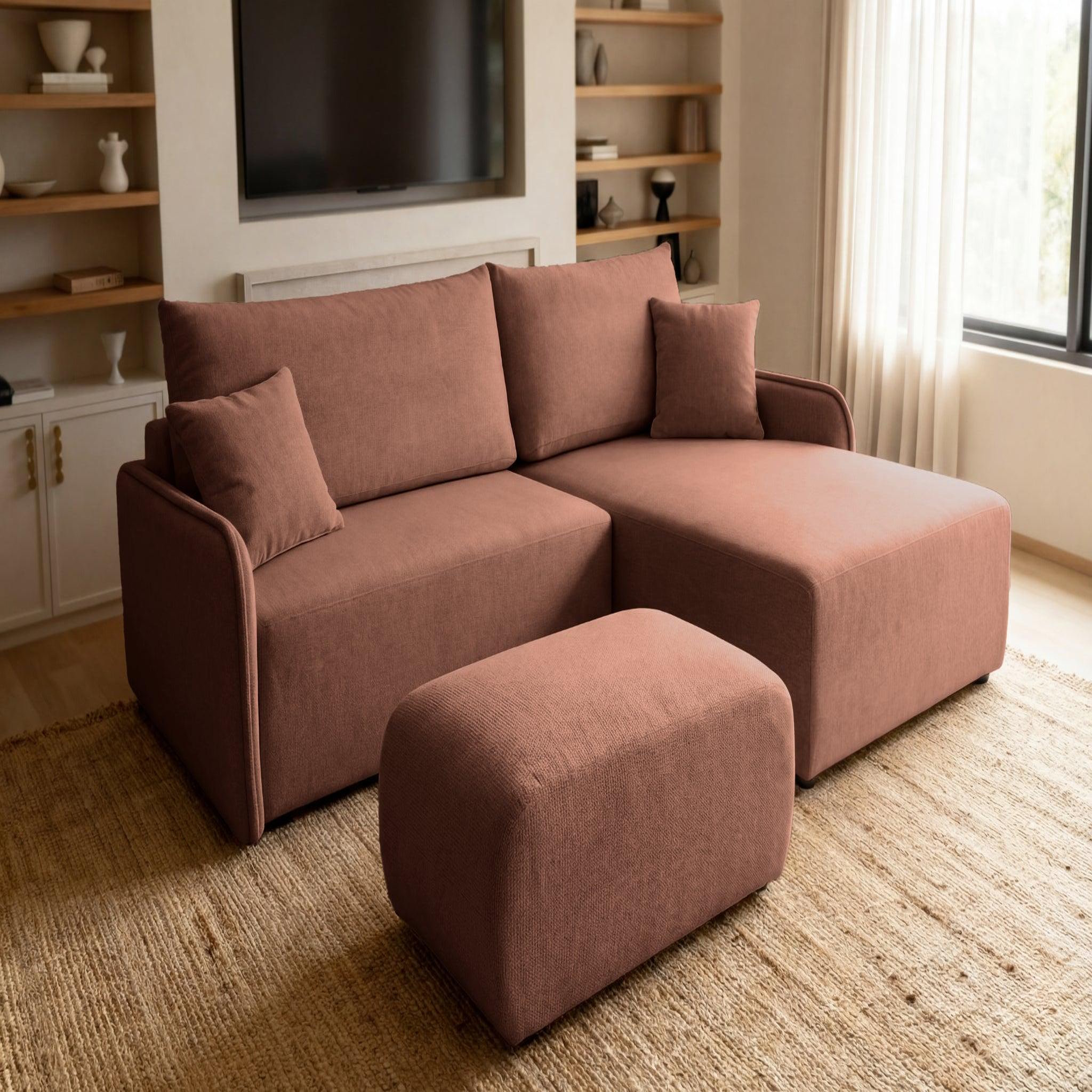 Voir la diapositive 4 : CASANOVA PARIS Sacha - pouf en tissu chiné 105x57x40