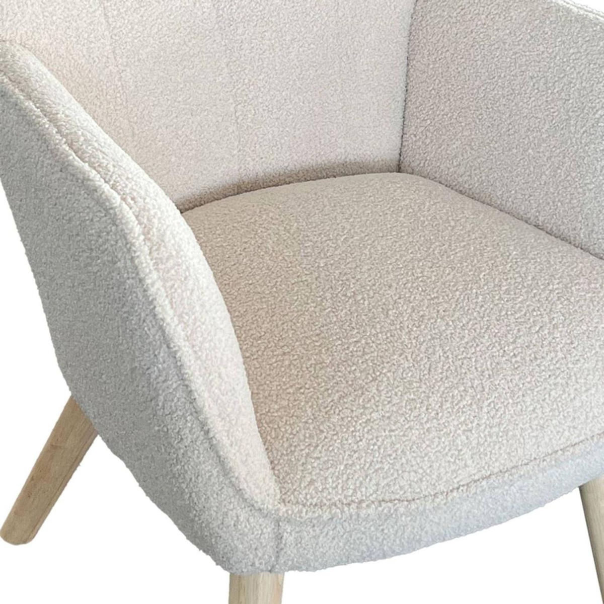 Paris Prix Fauteuil Scandinave en Bouclette Lainée  Carla  100cm Crème