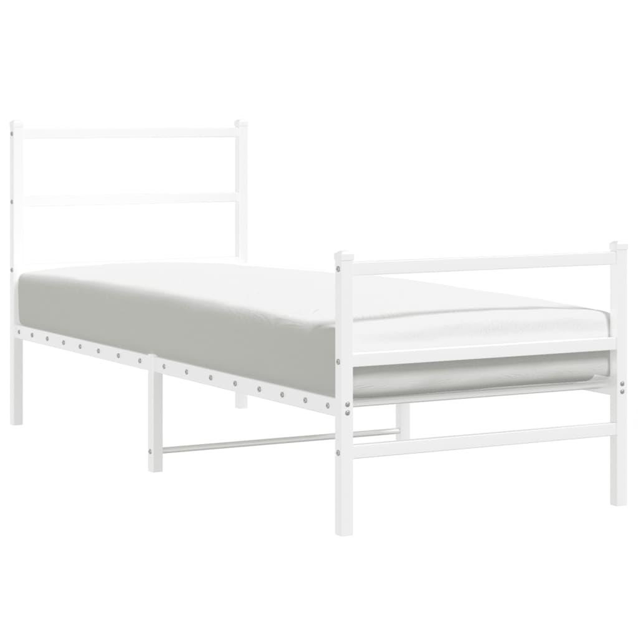 Voir la diapositive 2 : VIDAXL Cadre de lit metal sans matelas avec pied de lit blanc 80x200cm