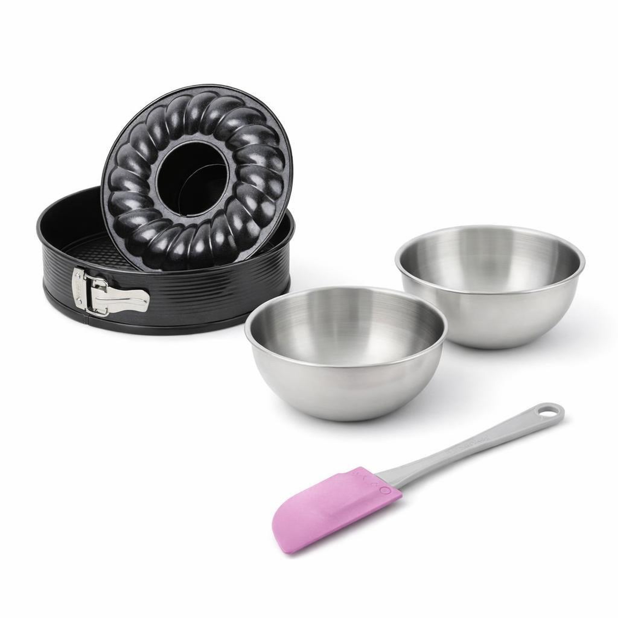 ZENKER Set de 4 ustensiles de pâtisserie moule à gâteaux bol et spatule black metallic black mettallic zenker  black mettallic