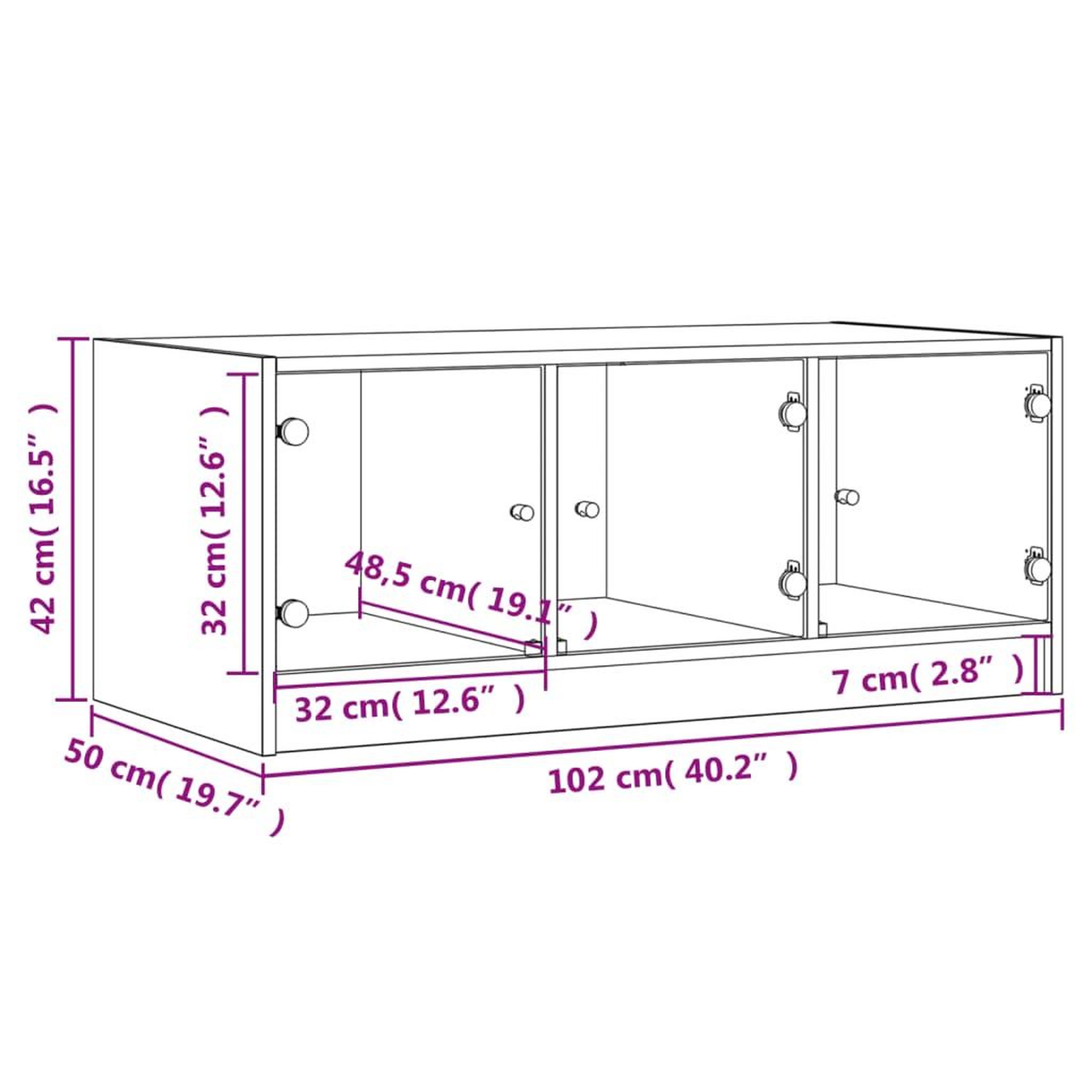 Voir la diapositive 6 : VIDAXL Table basse avec portes en verre chene marron 102x50x42 cm
