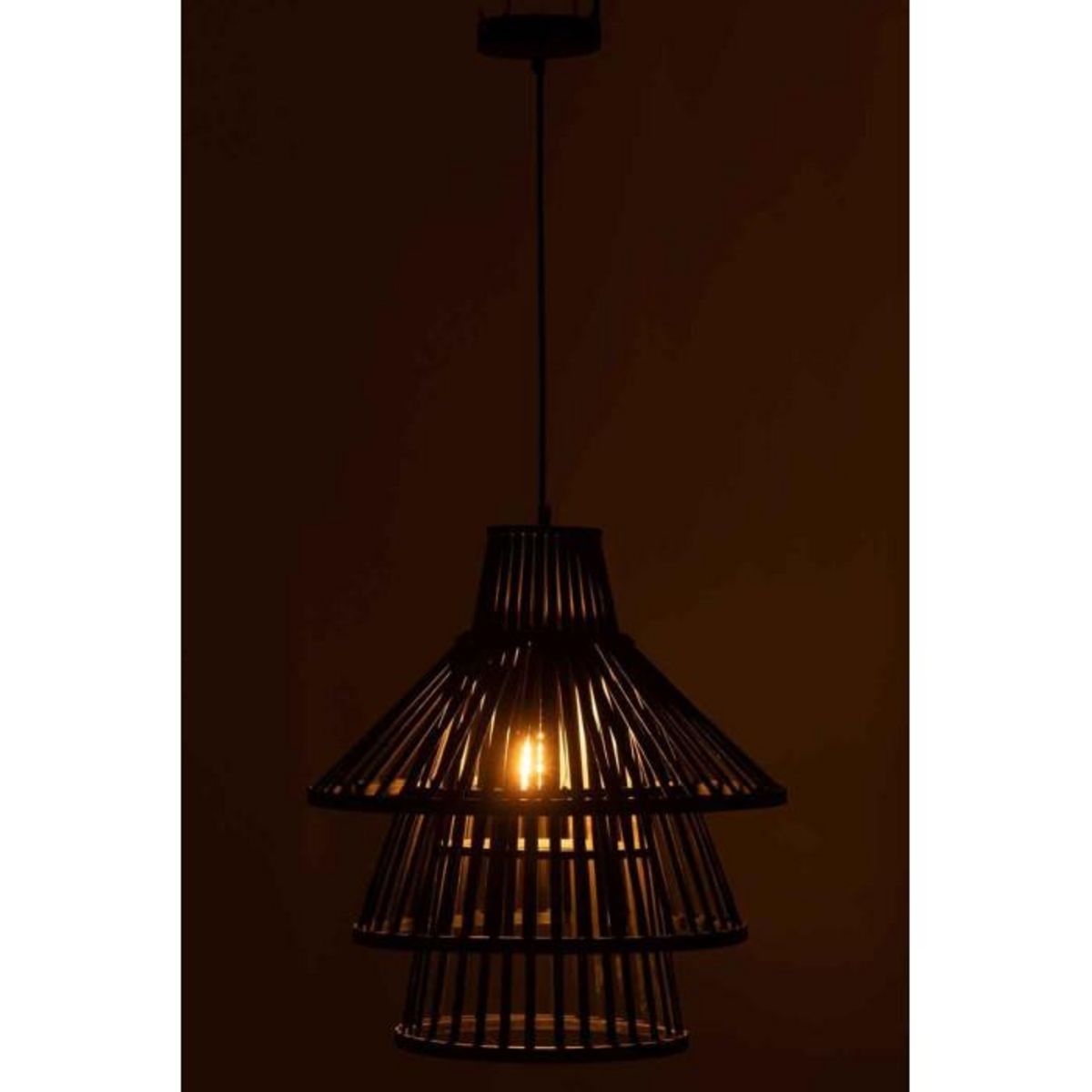 Paris Prix Lampe Suspension en Bambou  Midano  42cm Noir