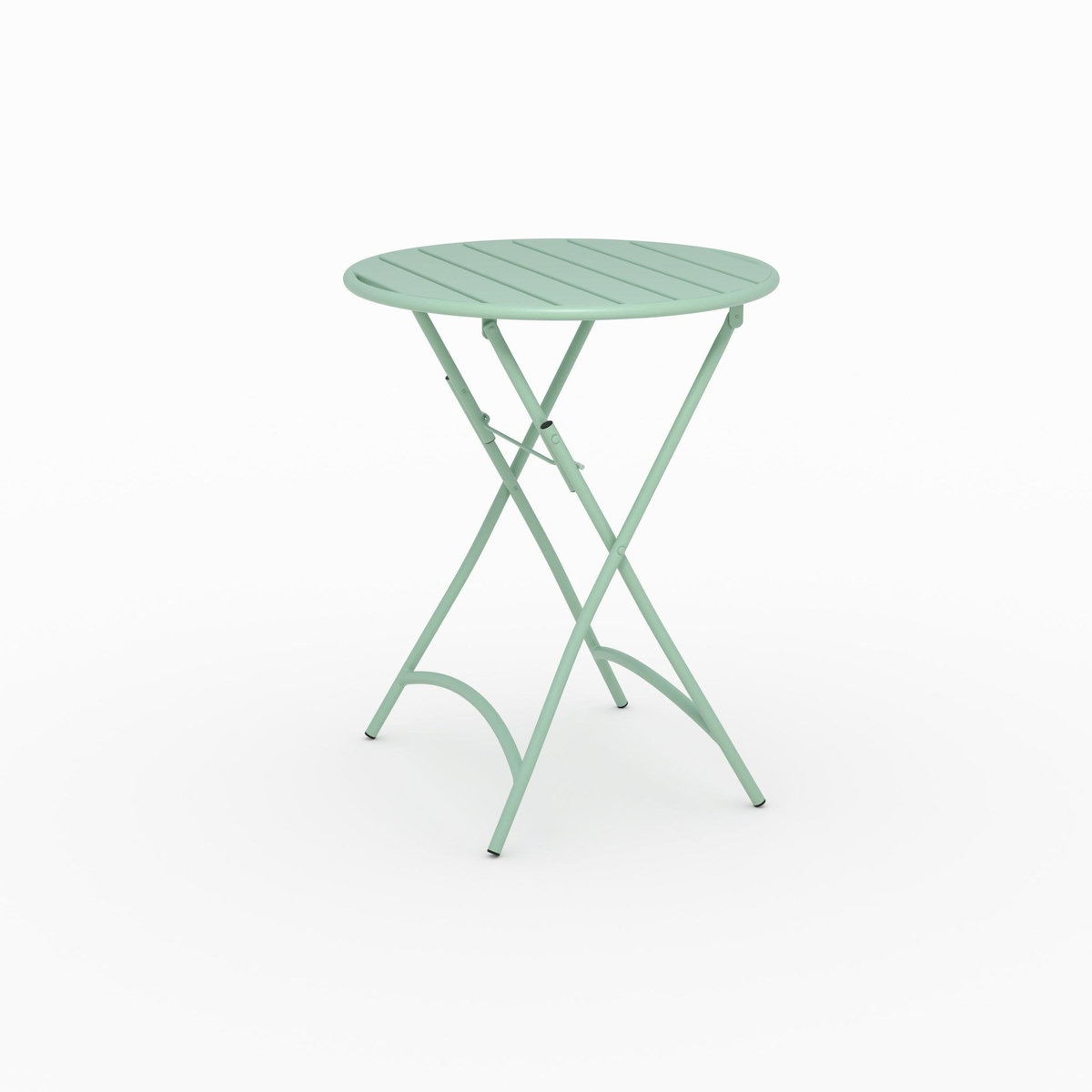 Rendez vous déco Table de jardin ronde et pliante en metal vert clair 2 personnes-Yumi