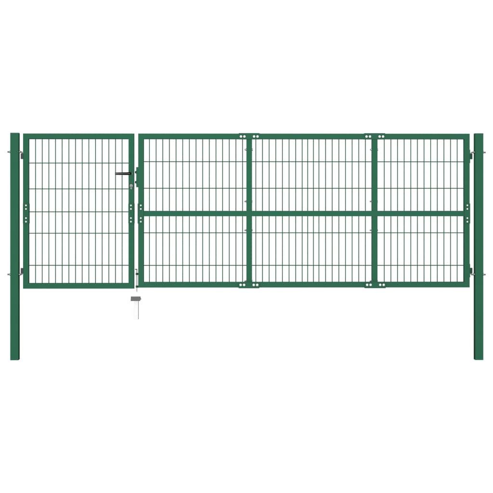 Voir la diapositive 1 : VIDAXL Portail de cloture de jardin avec poteaux 350x100 cm Acier Vert