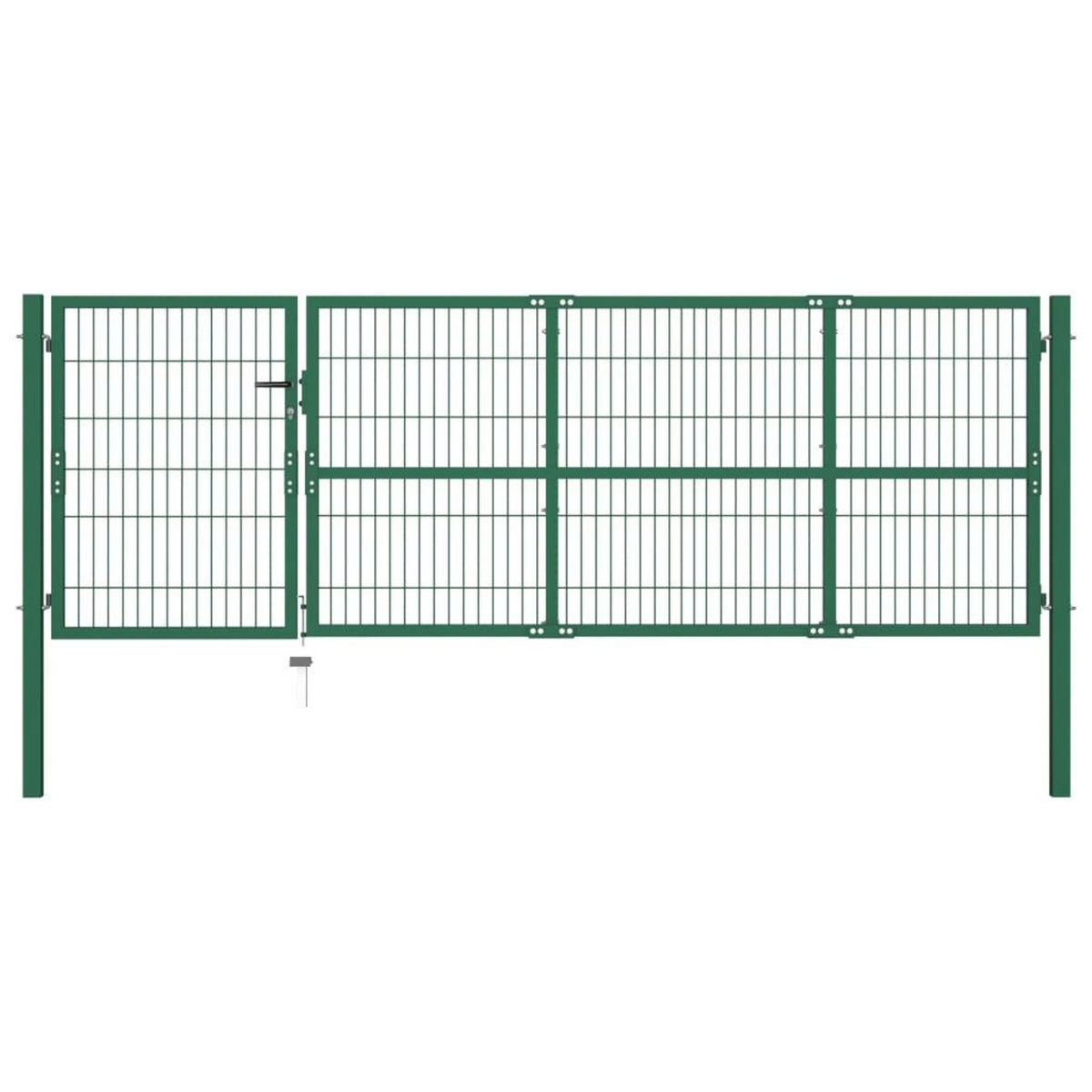 VIDAXL Portail de cloture de jardin avec poteaux 350x100 cm Acier Vert