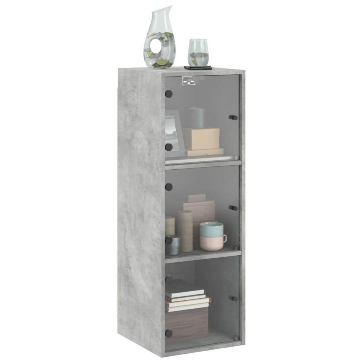 VIDAXL Armoire murale avec portes en verre gris beton 35x37x100 cm