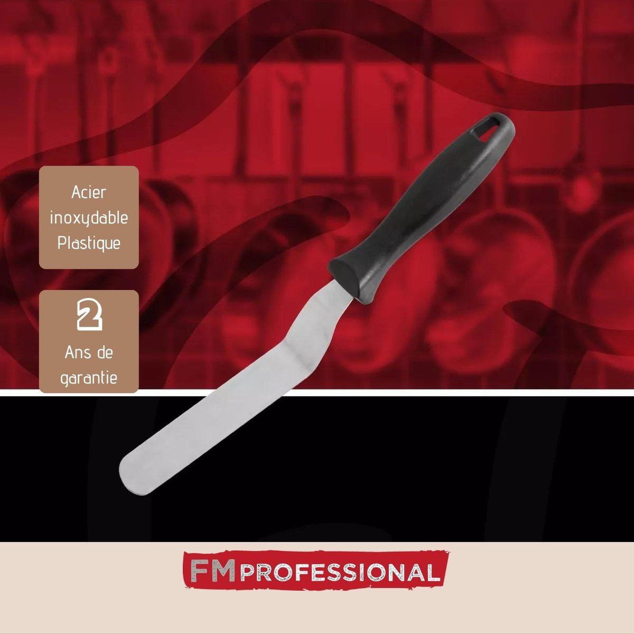 Voir la diapositive 4 : FM PROFESSIONAL Spatule coudée de pâtisserie en inox 29 cm FM Professional Pâtisserie