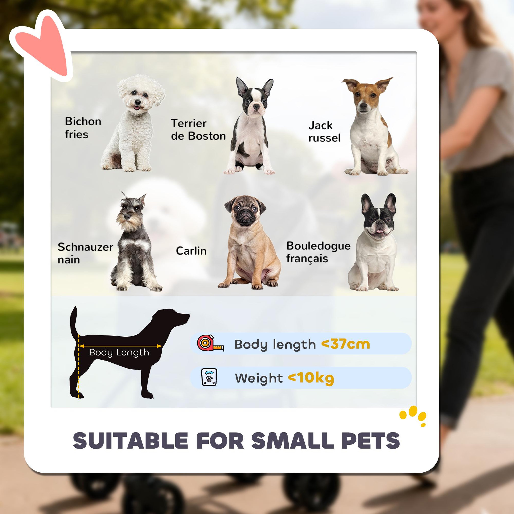 Voir la diapositive 4 : PAWHUT Poussette pour chien  siège auto sac de transport 3 en 1 gris