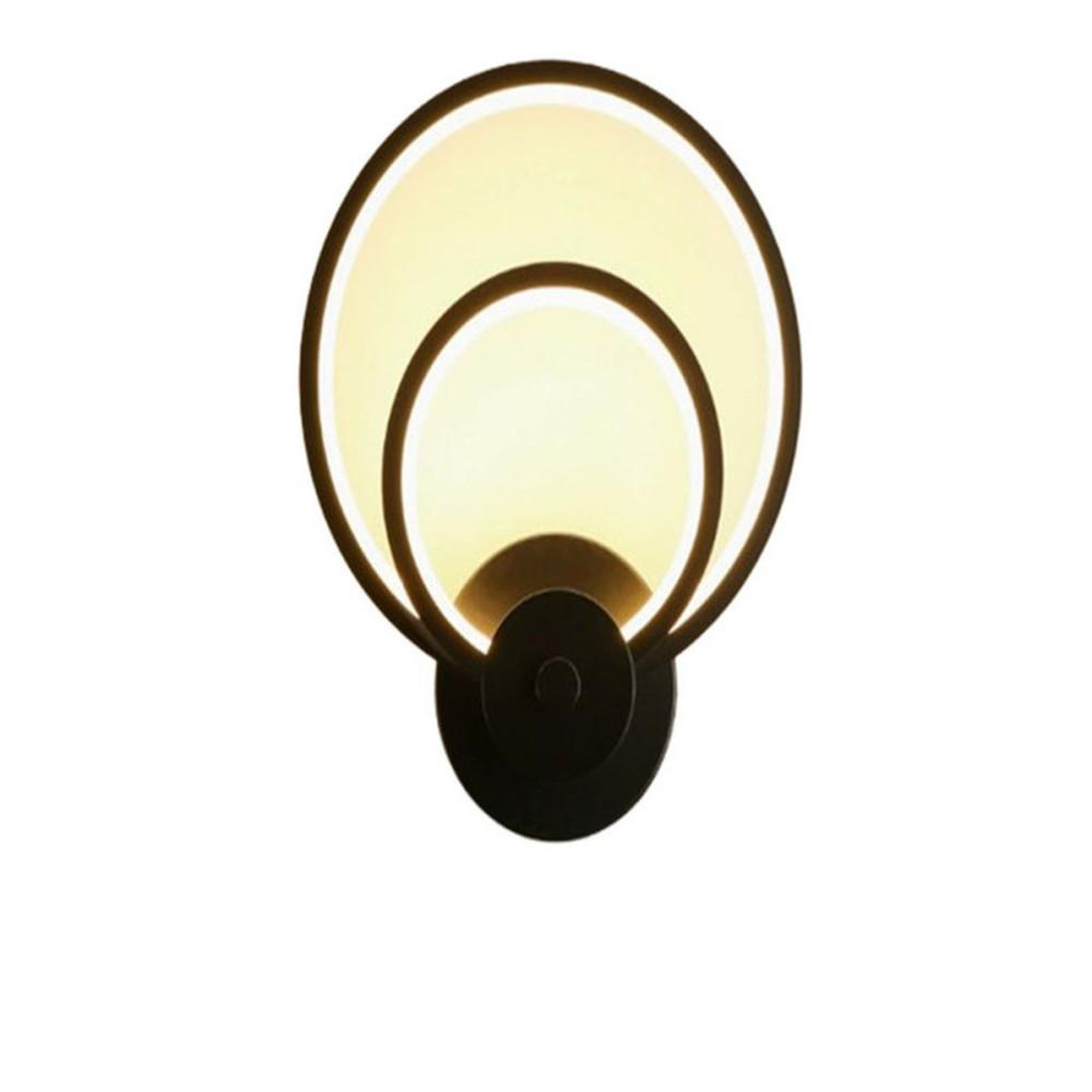 Applique murale LED double anneau noir mat 18 W dimmable, diffuseur acrylique, IP44, 20 x 25 cm