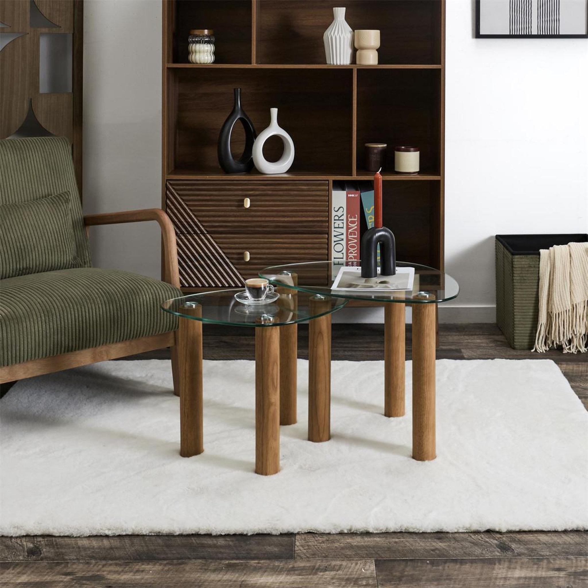 Voir la diapositive 6 : The Home Deco Factory Lot de 2 tables gigognes en verre  clara  60cm transparent