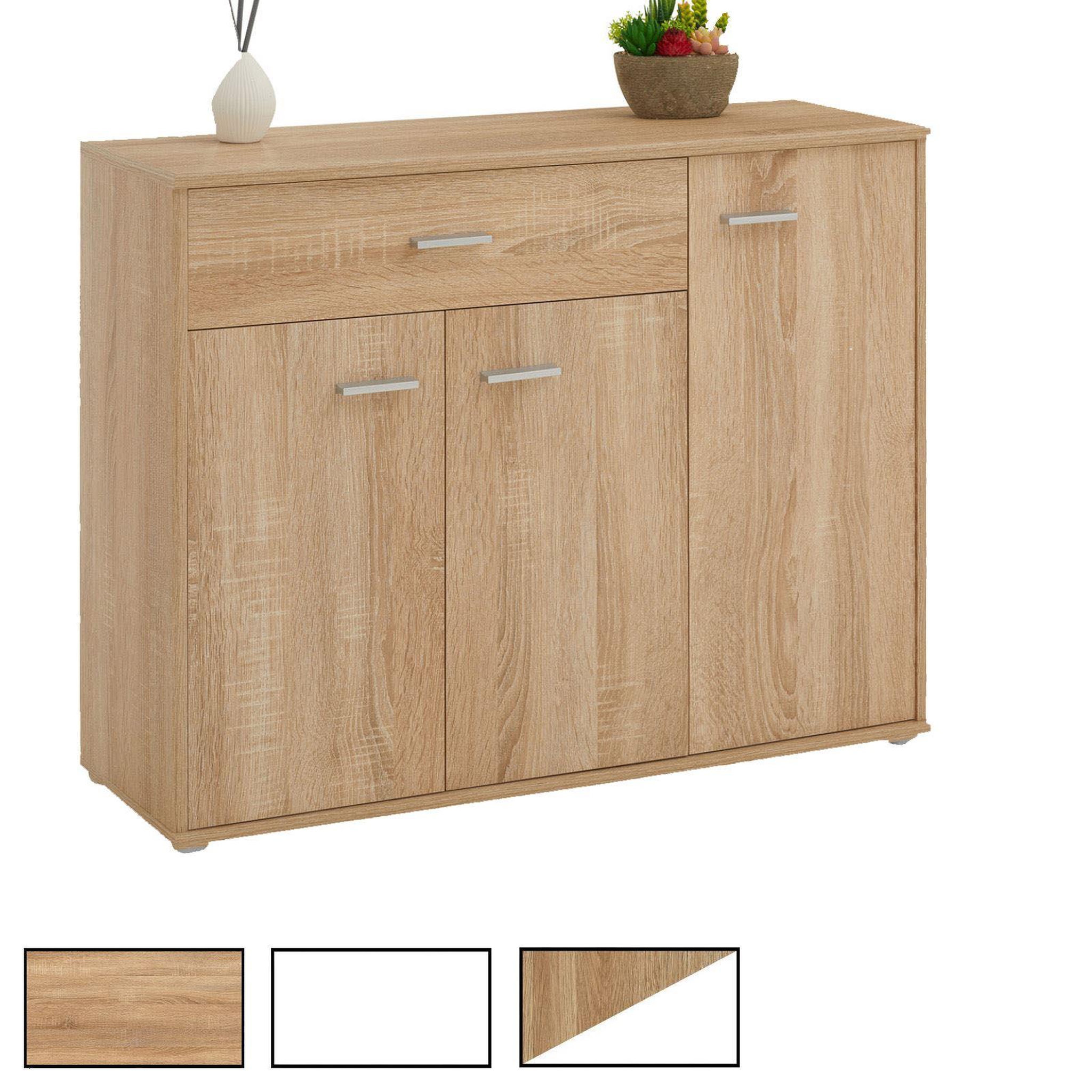 IDIMEX Buffet coraline, en mélaminé. Coloris disponibles : Blanc, Bicolore, Marron, Gris, Noir