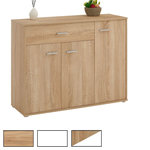IDIMEX Buffet CORALINE, en mélaminé. Coloris disponibles : Blanc, Marron, Bicolore, Gris, Noir