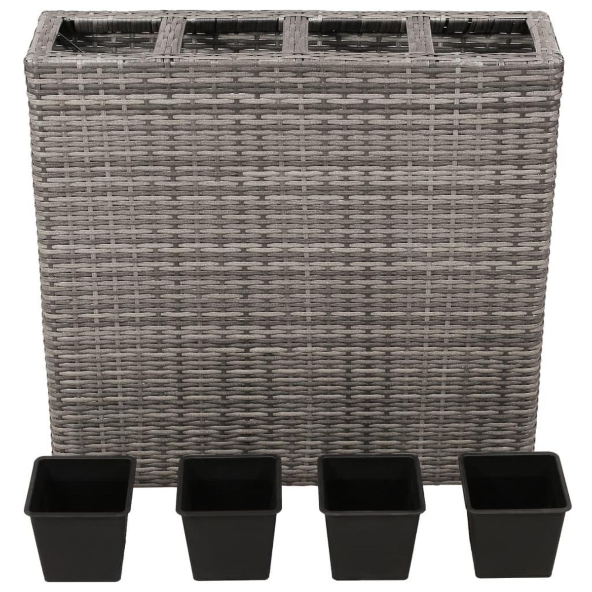 VIDAXL Lits sureleves de jardin avec 4 pots 2pcs Resine tressee Gris