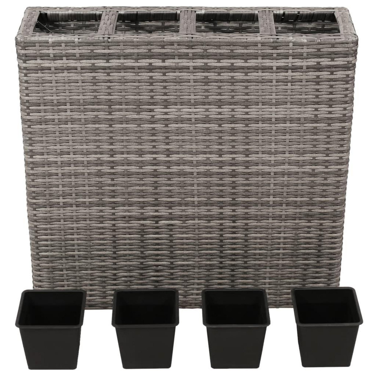 VIDAXL Lits sureleves de jardin avec 4 pots 2pcs Resine tressee Gris