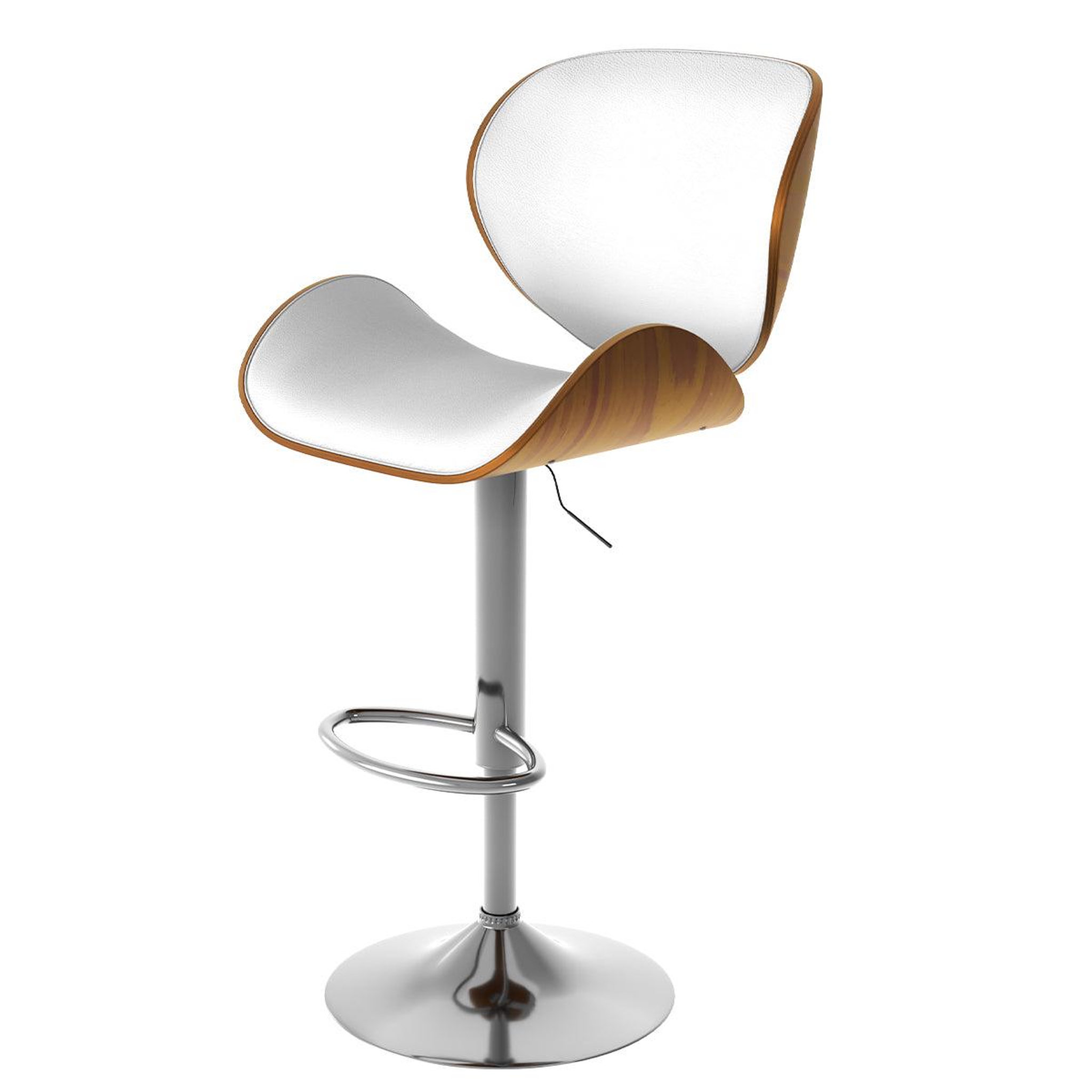 MAISON PAVANE Chaise de bar réglable 63/84 cm en cuir synthétique blanc-baudoin