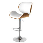 Rendez vous déco Chaise de bar réglable 63/84 cm en cuir synthétique blanc-Baudoin