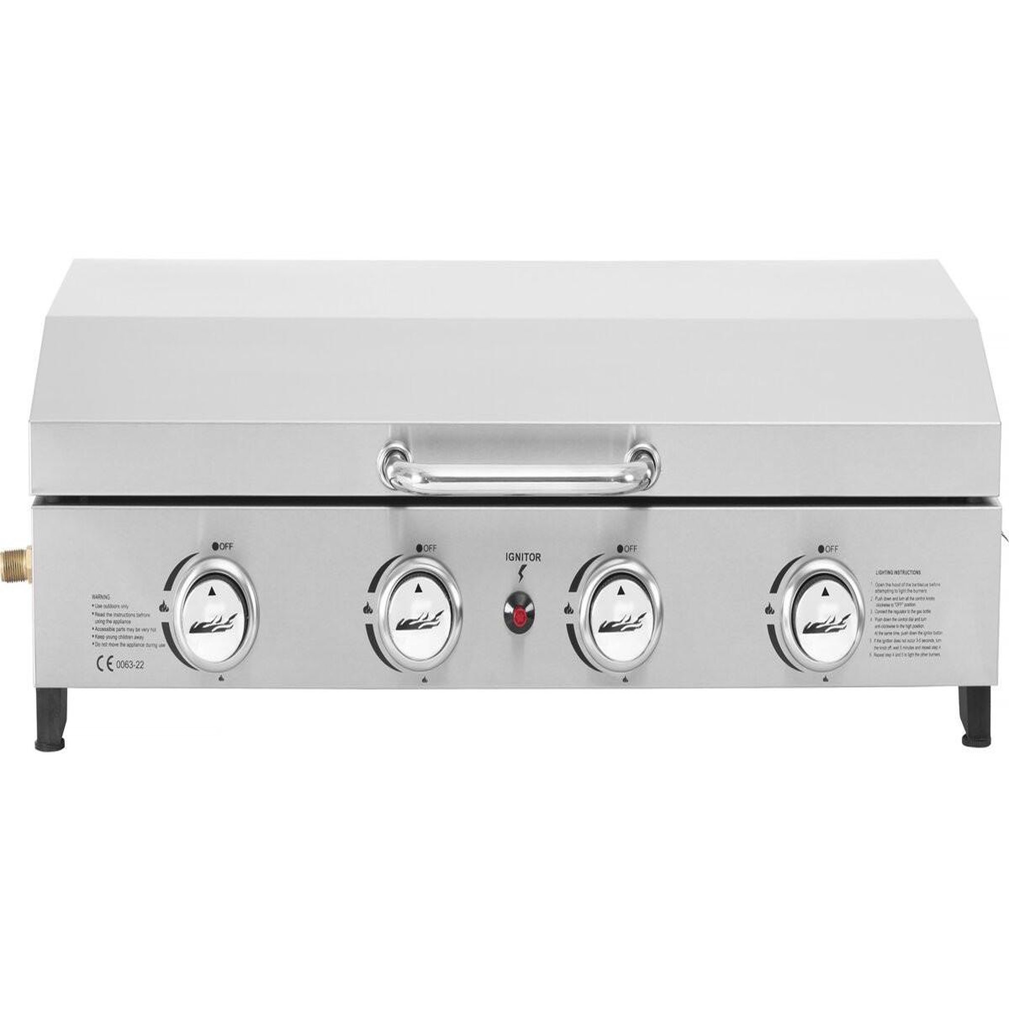 Habitat et Jardin Plancha à gaz en inox avec 4 bruleurs et couvercle  Fasto  - 10 kw - Gris