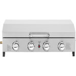 Habitat et Jardin Plancha à gaz en inox avec 4 bruleurs et couvercle  Fasto  - 10 kw - Gris