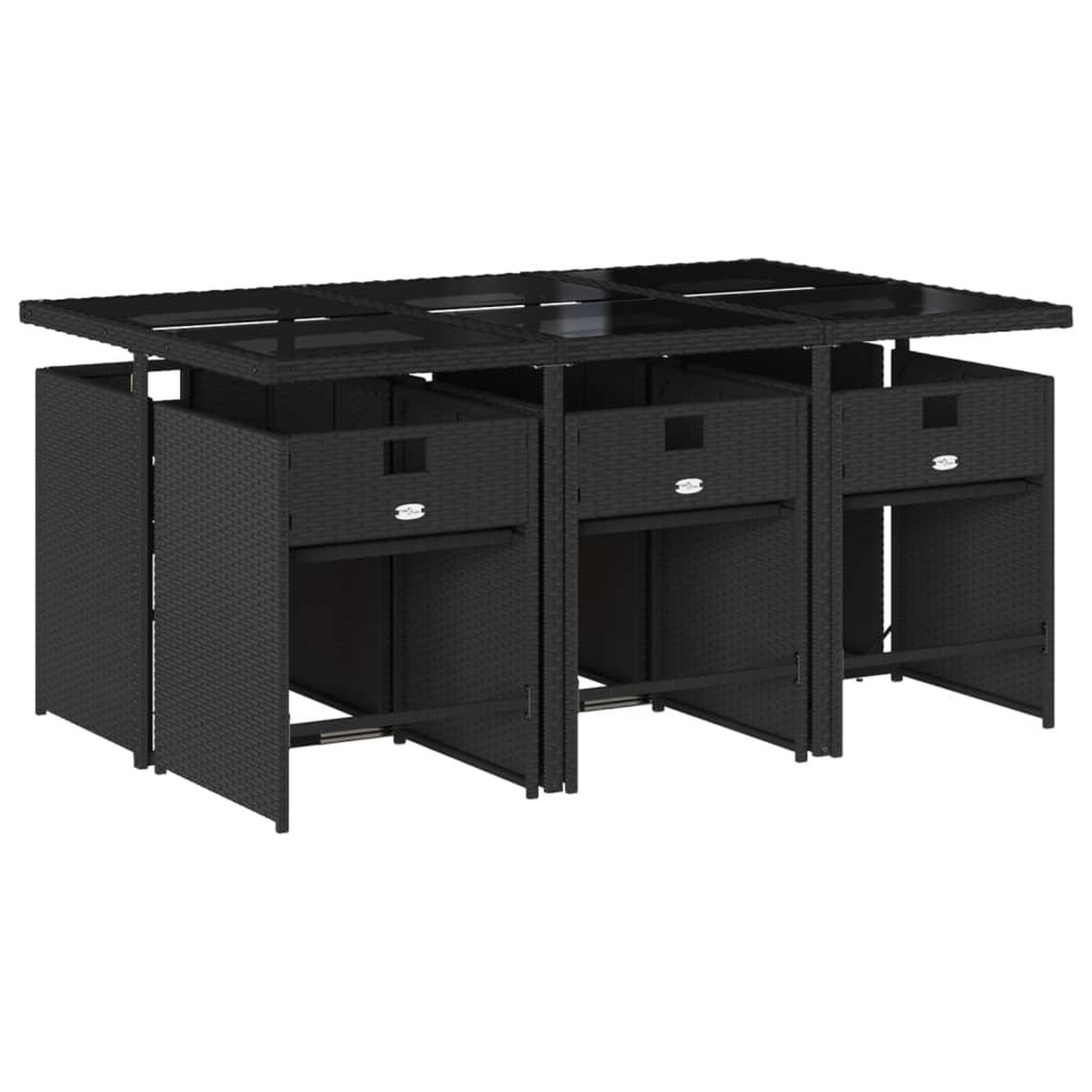 Voir la diapositive 3 : VIDAXL Ensemble a manger de jardin coussins 7pcs Noir Resine tressee