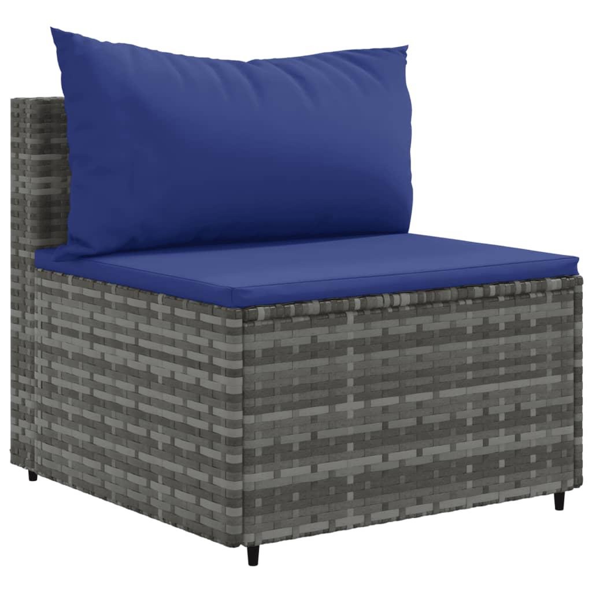 Voir la diapositive 4 : VIDAXL Salon de jardin 5 pcs avec coussins Gris Resine tressee