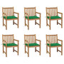 Voir la diapositive 1 : VIDAXL Chaises de jardin lot de 6 et coussins vert Bois de teck massif