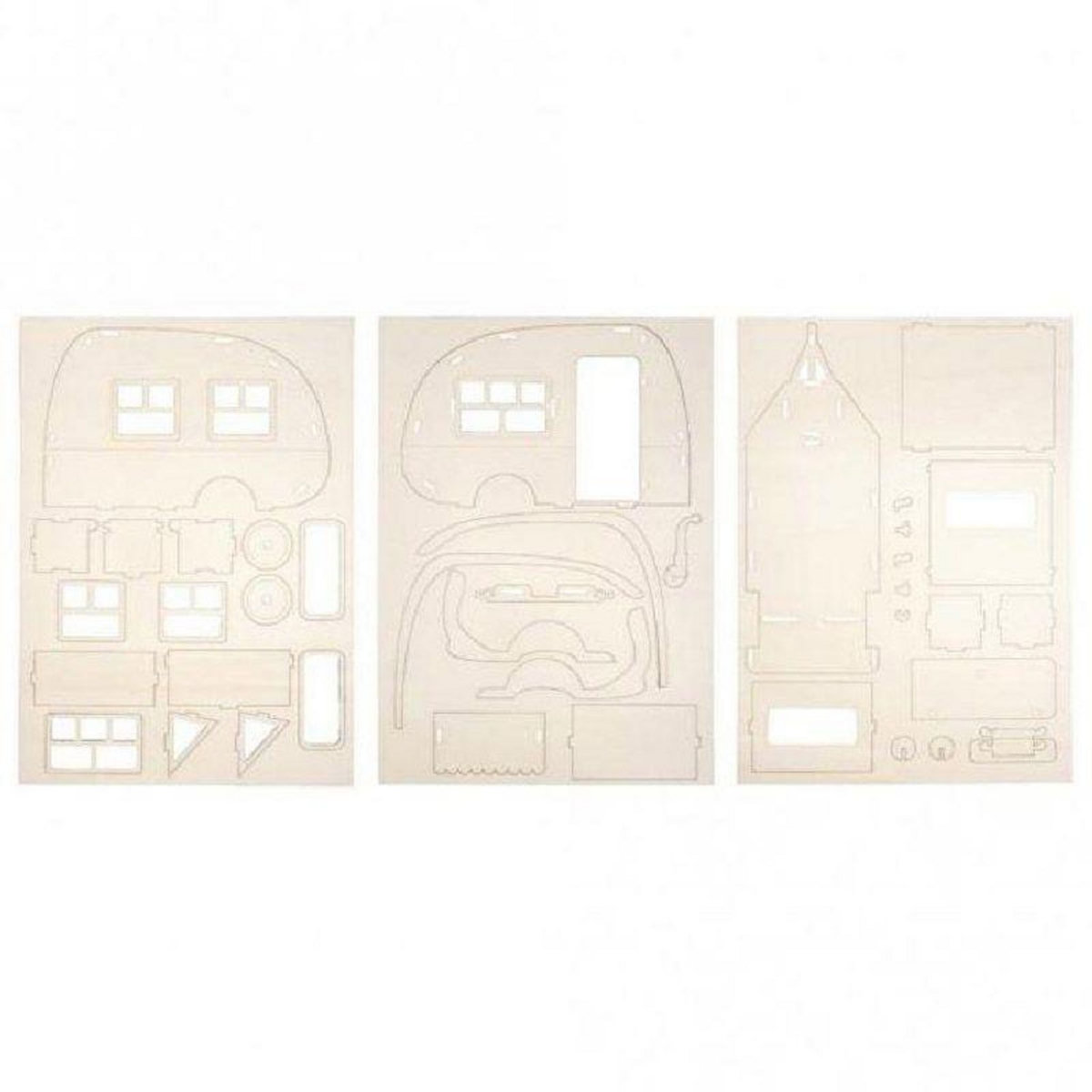 Rayher Maquette en bois 3D Caravane à customiser - 36 x 15 x 18 cm