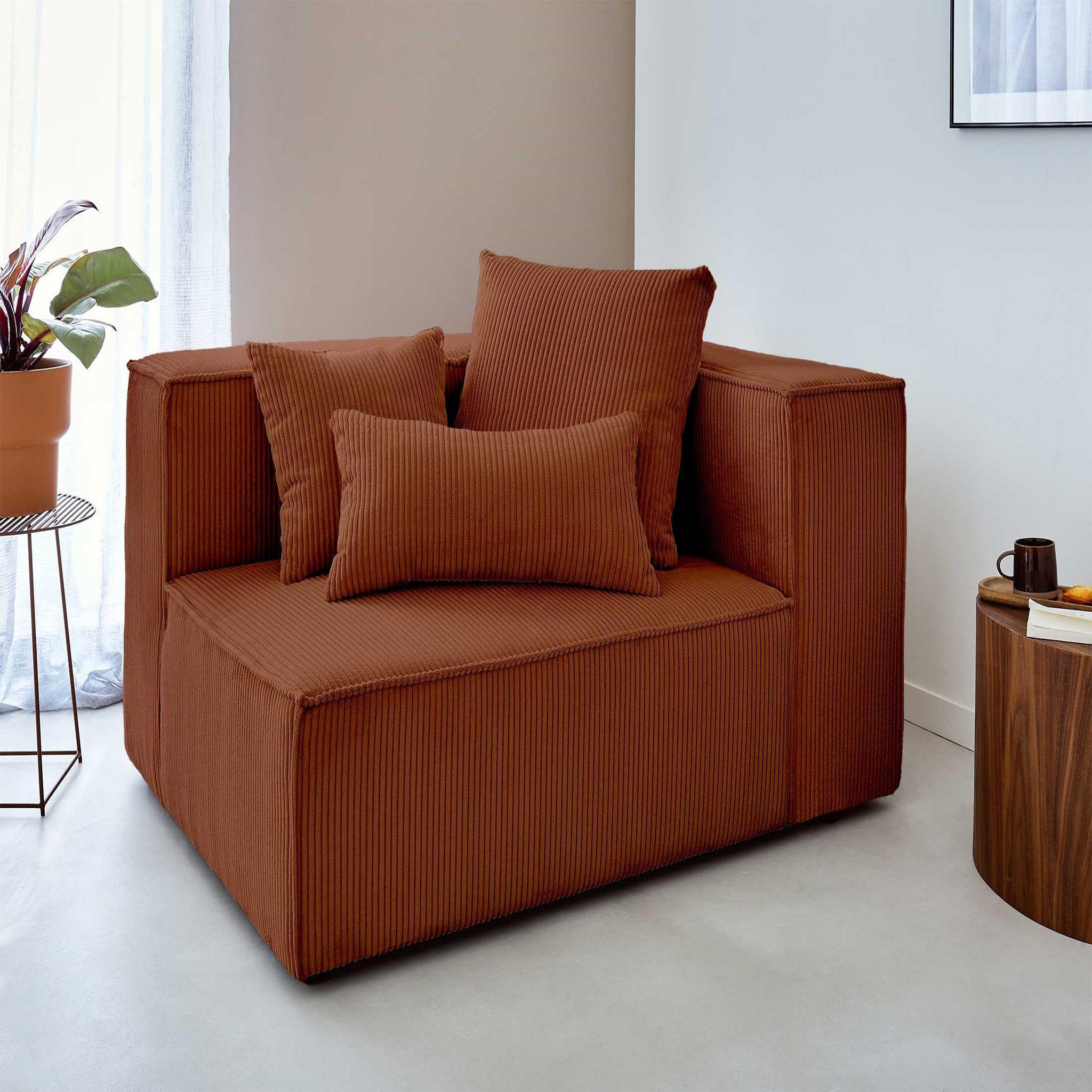 Voir la diapositive 6 : BEST MOBILIER Colombine - canapé modulable d'angle gauche - 6 places - en velours côtelé