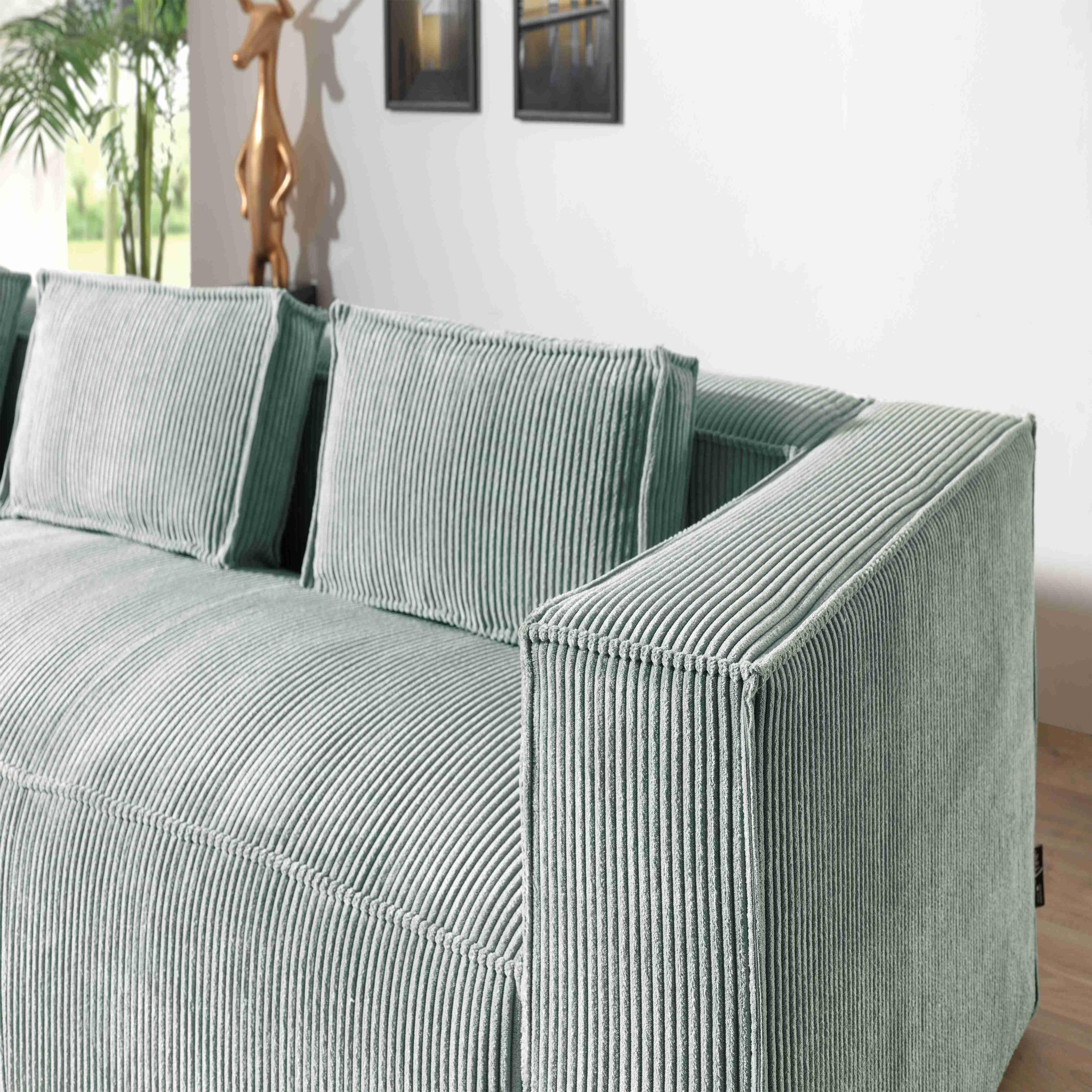Voir la diapositive 4 : LISA DESIGN Stella - canapé d'angle - en velours côtelé - 4 places -style contemporain - gauche