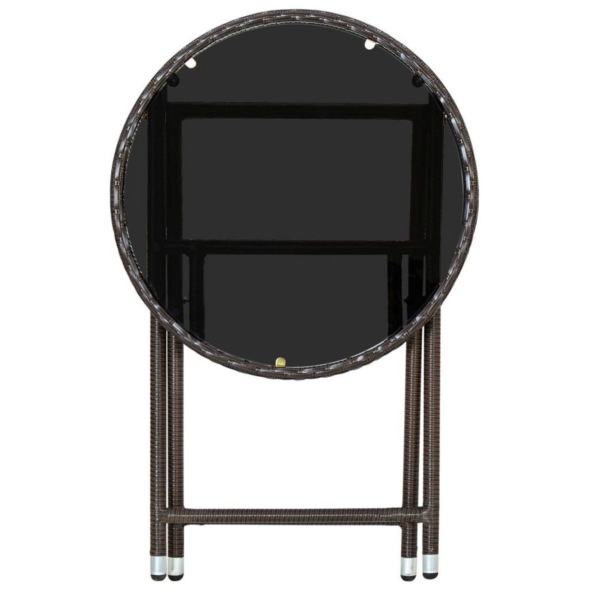 VIDAXL Table a the Marron 60 cm Resine tressee et verre trempe