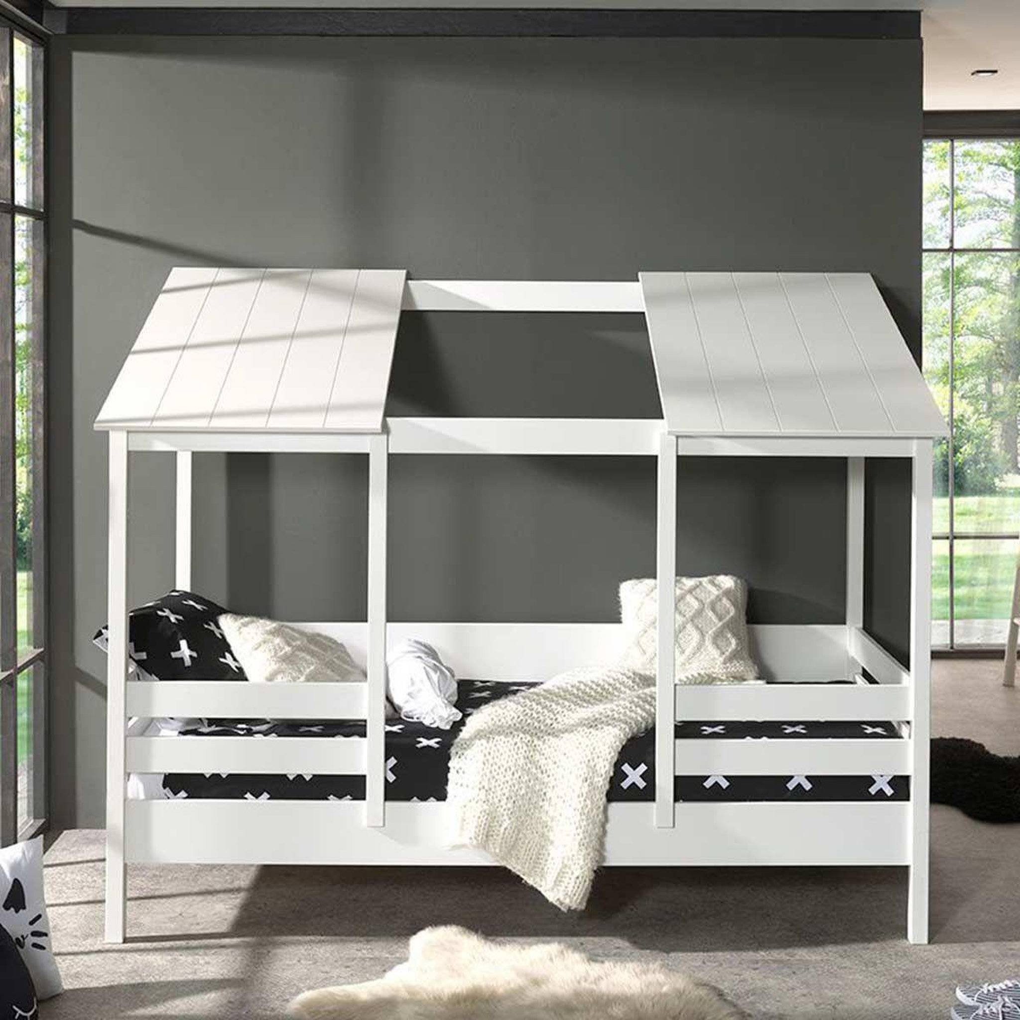 Voir la diapositive 1 : Paris Prix Pack - lit cabane enfant & sommier  housebed i  90x200cm blanc