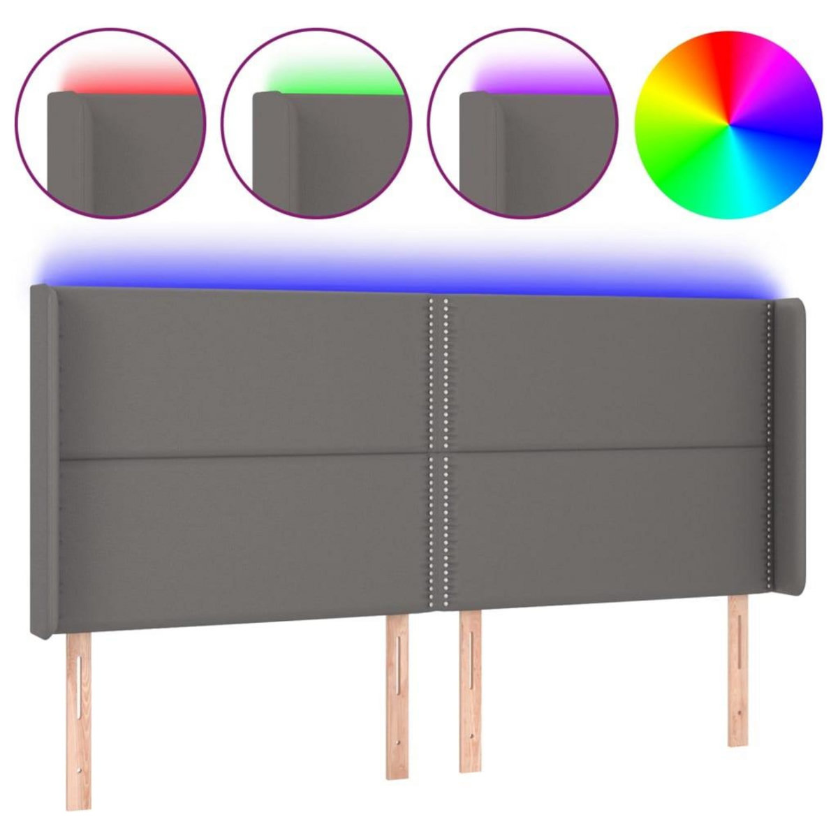 VIDAXL Tete de lit a LED Gris 163x16x118/128 cm Similicuir