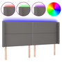 Voir la diapositive 2 : VIDAXL Tete de lit a LED Gris 163x16x118/128 cm Similicuir