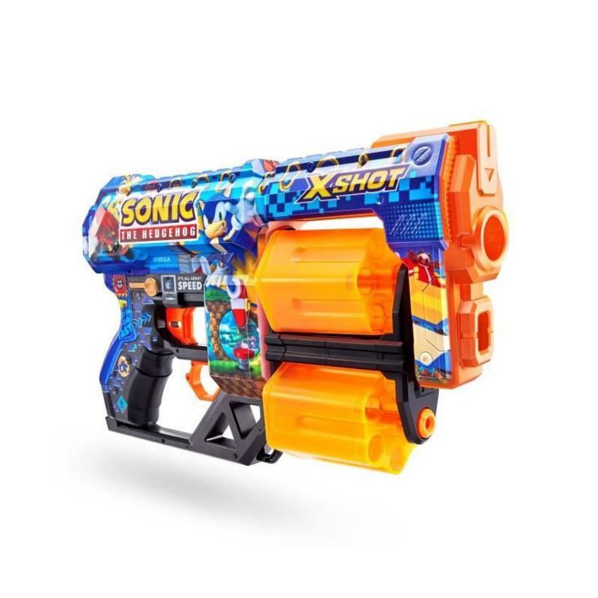 ZURU Lanceur de fléchettes - ZURU - X-SHOT Dread SONIC - Canons rotatifs doubles - Capacité 12 fléchettes - Portée 27 m