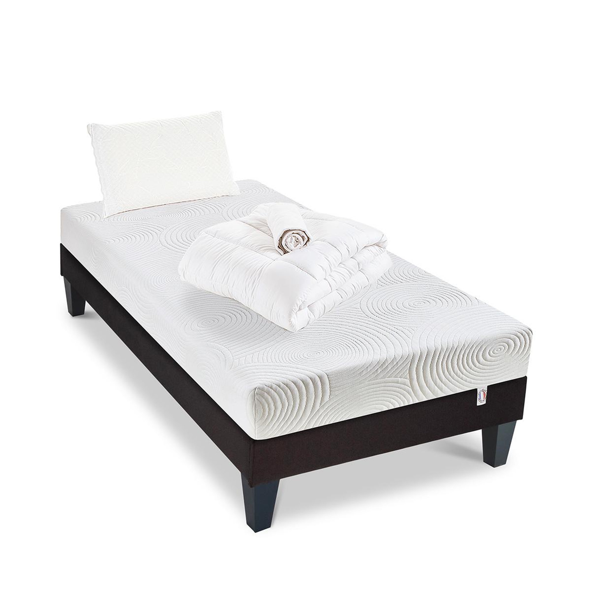 Voir la diapositive 5 : BELLECOUR Bellecour literie | pack prêt à dormir vosges | matelas mousse haute densité + sommier + accessoires