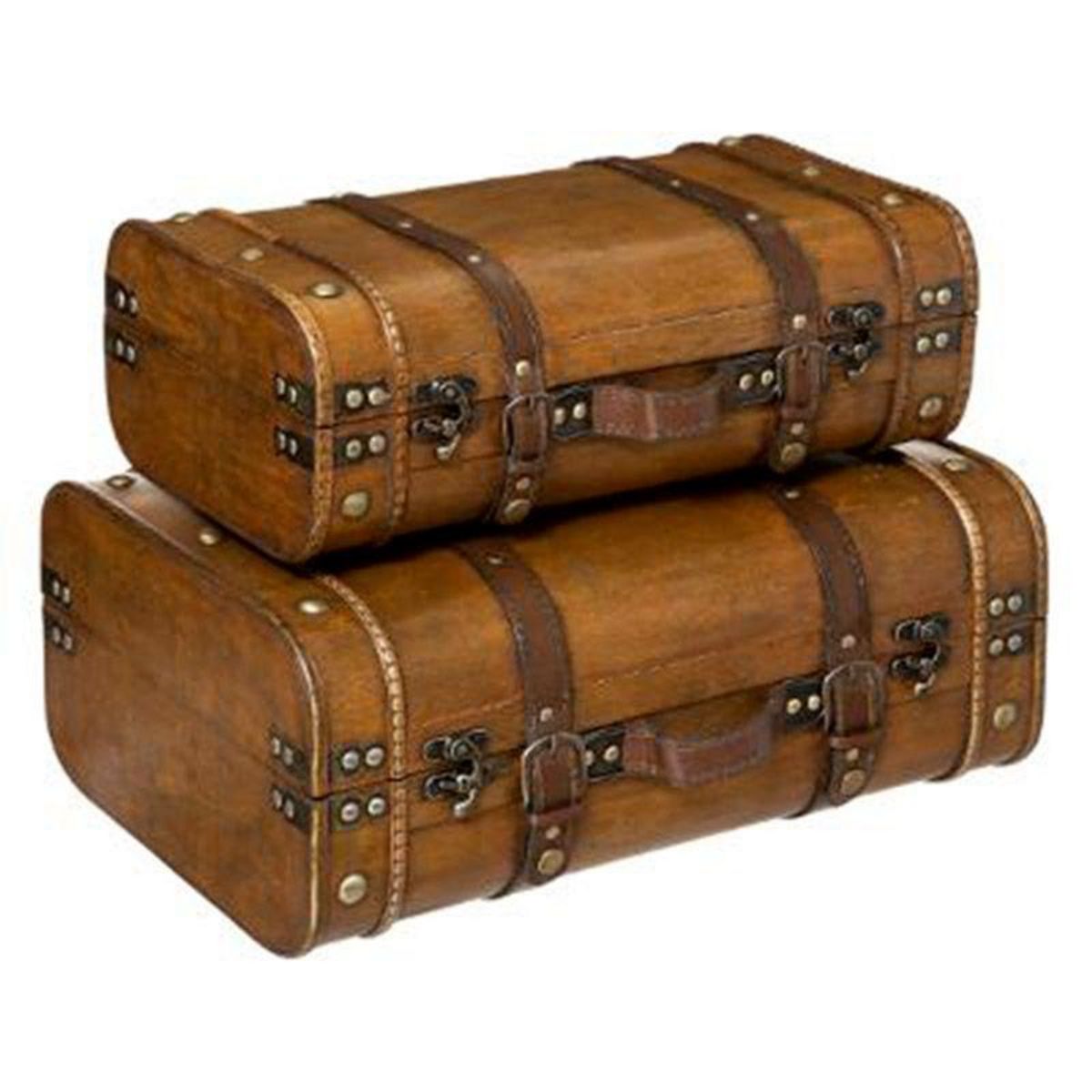  Lot de 2 Valises Déco  Voyage  45cm Marron