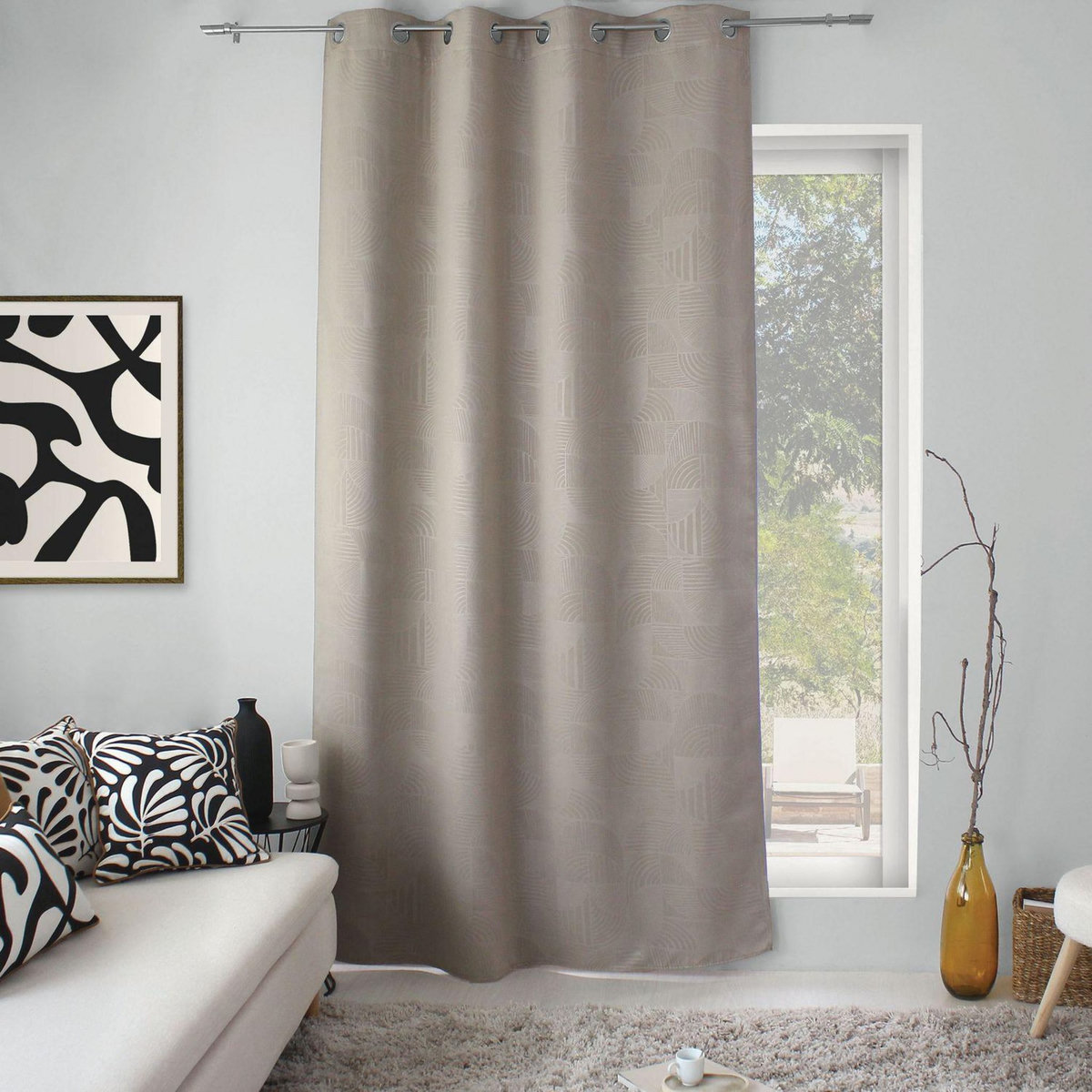 TOILINUX Rideau frappé occultant SIGNATURE - 140 x 240 cm - Naturel