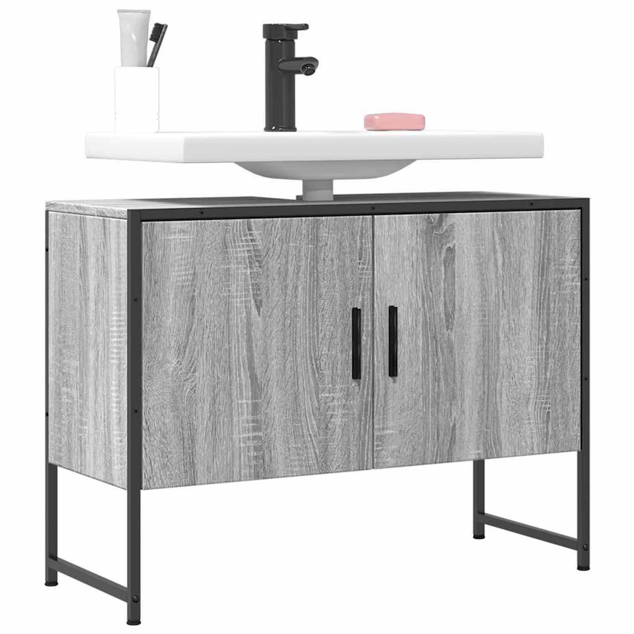 VIDAXL Armoire lavabo de salle de bain sonoma gris bois d'ingenierie