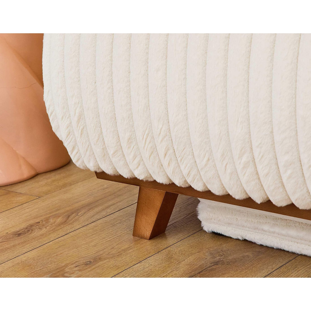 BEST MOBILIER Cristal - fauteuil - convertible avec coffre - en fausse fourrure côtelée