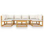 Voir la diapositive 3 : VIDAXL Salon de jardin 7 pcs avec coussin Creme Bois d'acacia solide