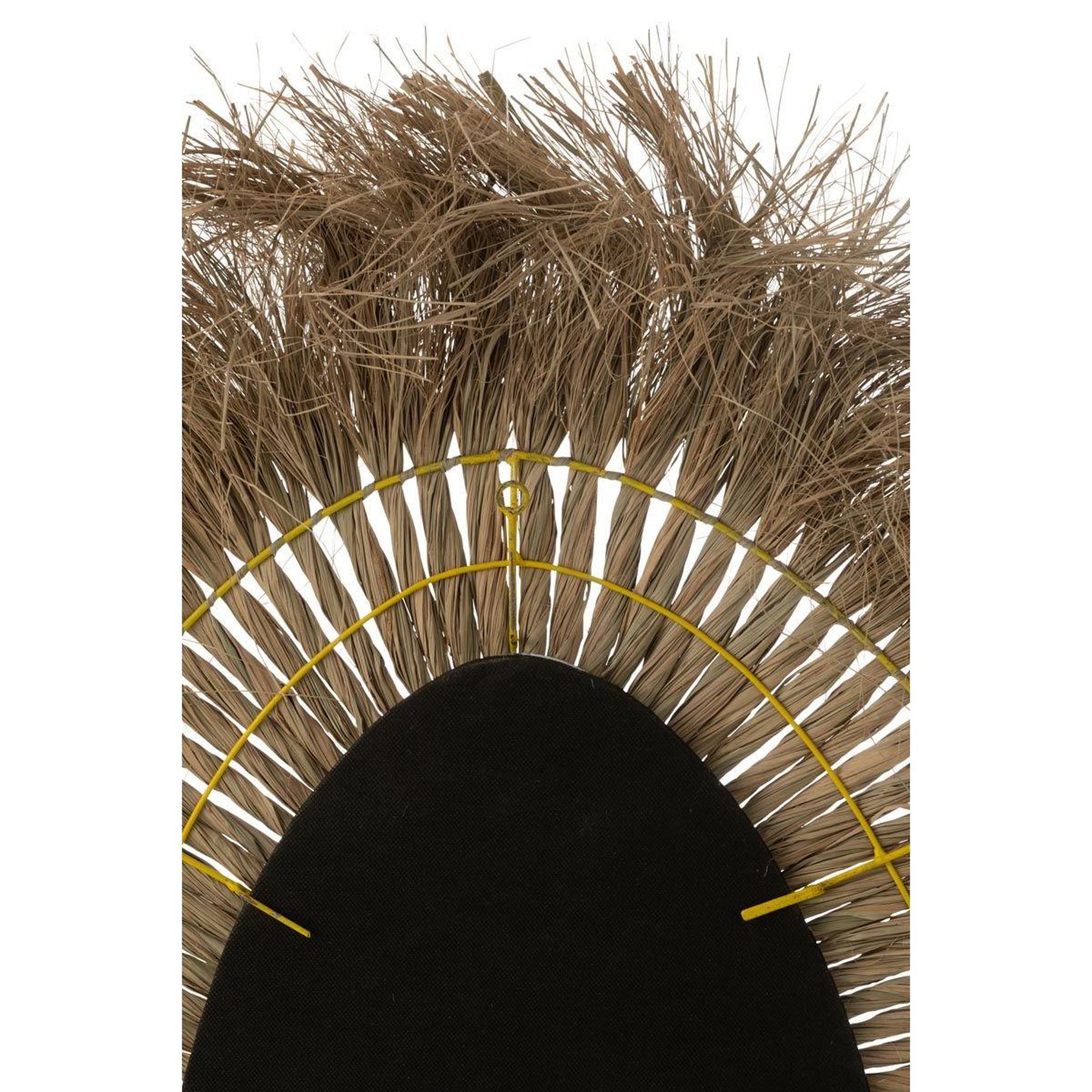 Voir la diapositive 2 : J-LINE Miroir Mural Ovale  Tressé  100cm Naturel