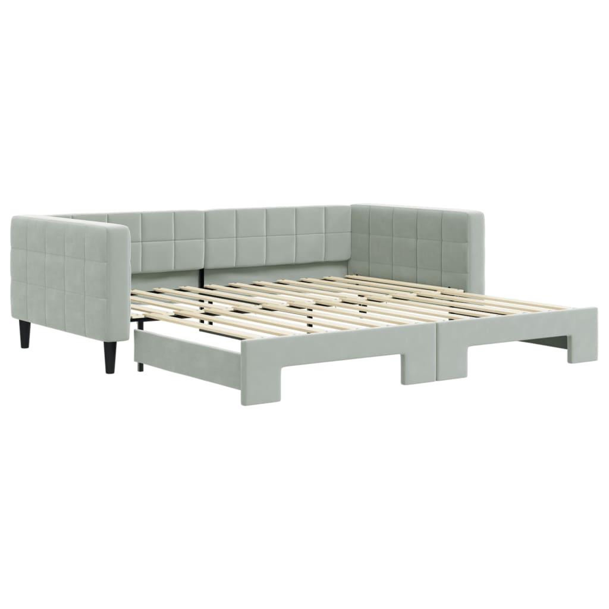 Voir la diapositive 2 : VIDAXL Lit de jour avec gigogne sans matelas gris clair 100x200 cm
