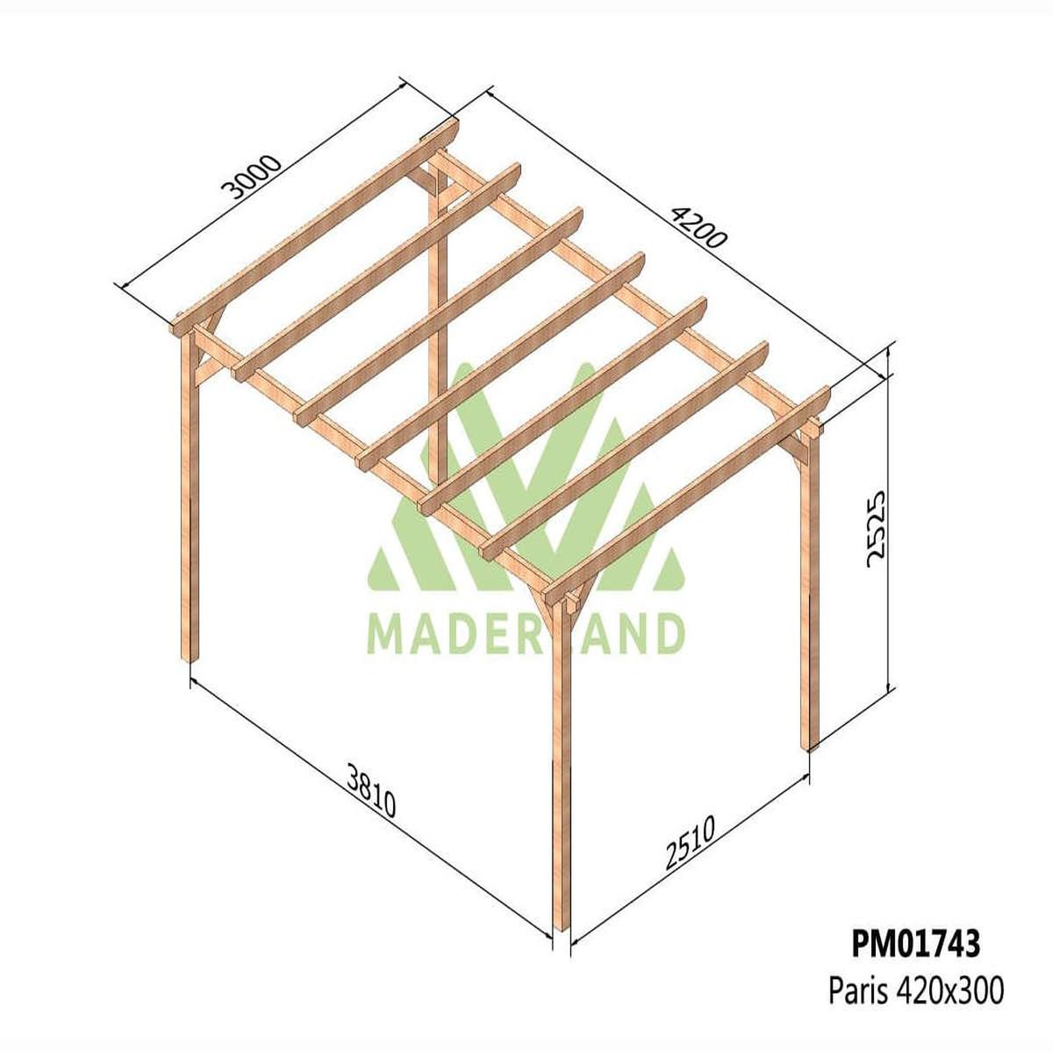 Voir la diapositive 2 : JARDIDECO Pergola massive en bois paris 420 x 300 cm - maderland