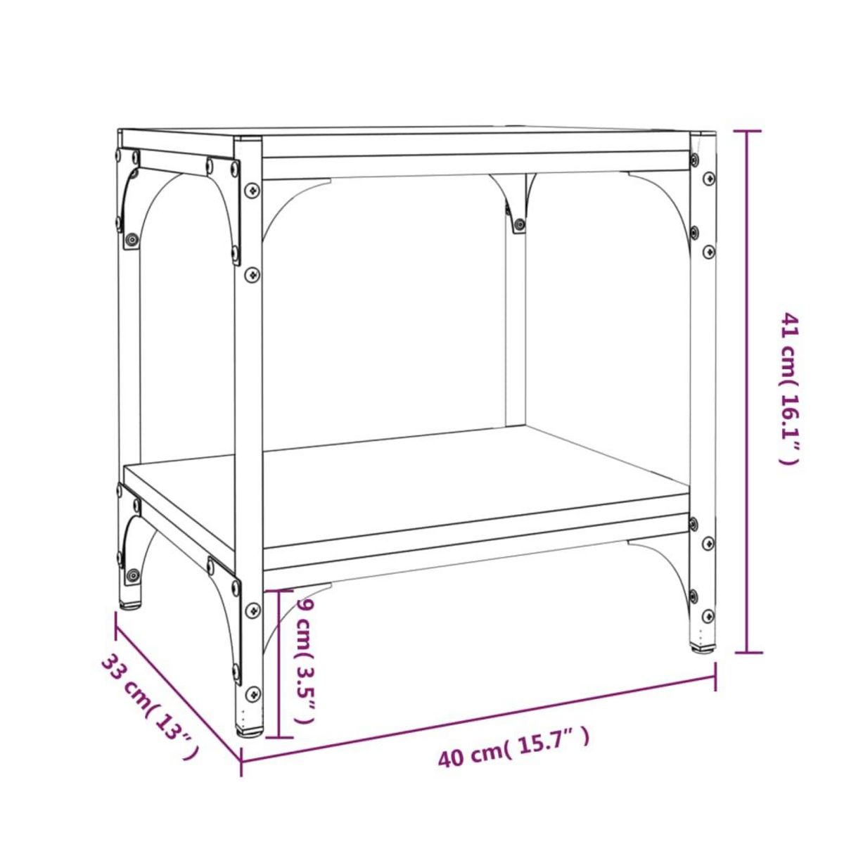 VIDAXL Meuble TV Chene sonoma 40x33x41 cm Bois d'ingenierie et acier